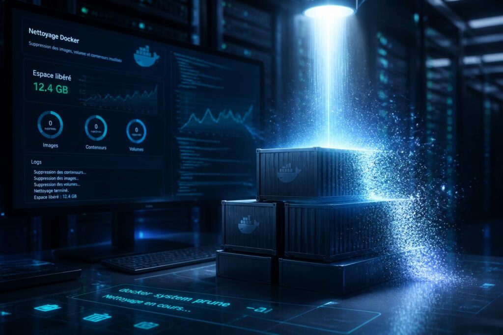 apprenez à utiliser docker prune pour nettoyer facilement vos images, volumes et conteneurs inutilisés et optimiser l'espace de stockage sur votre machine.